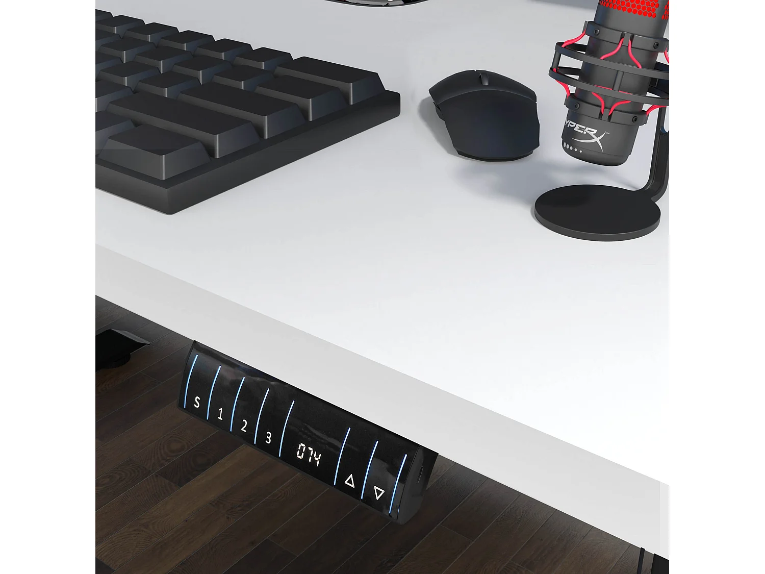 Bureau réglable en hauteur électrique 140x70x2,5cm blanc