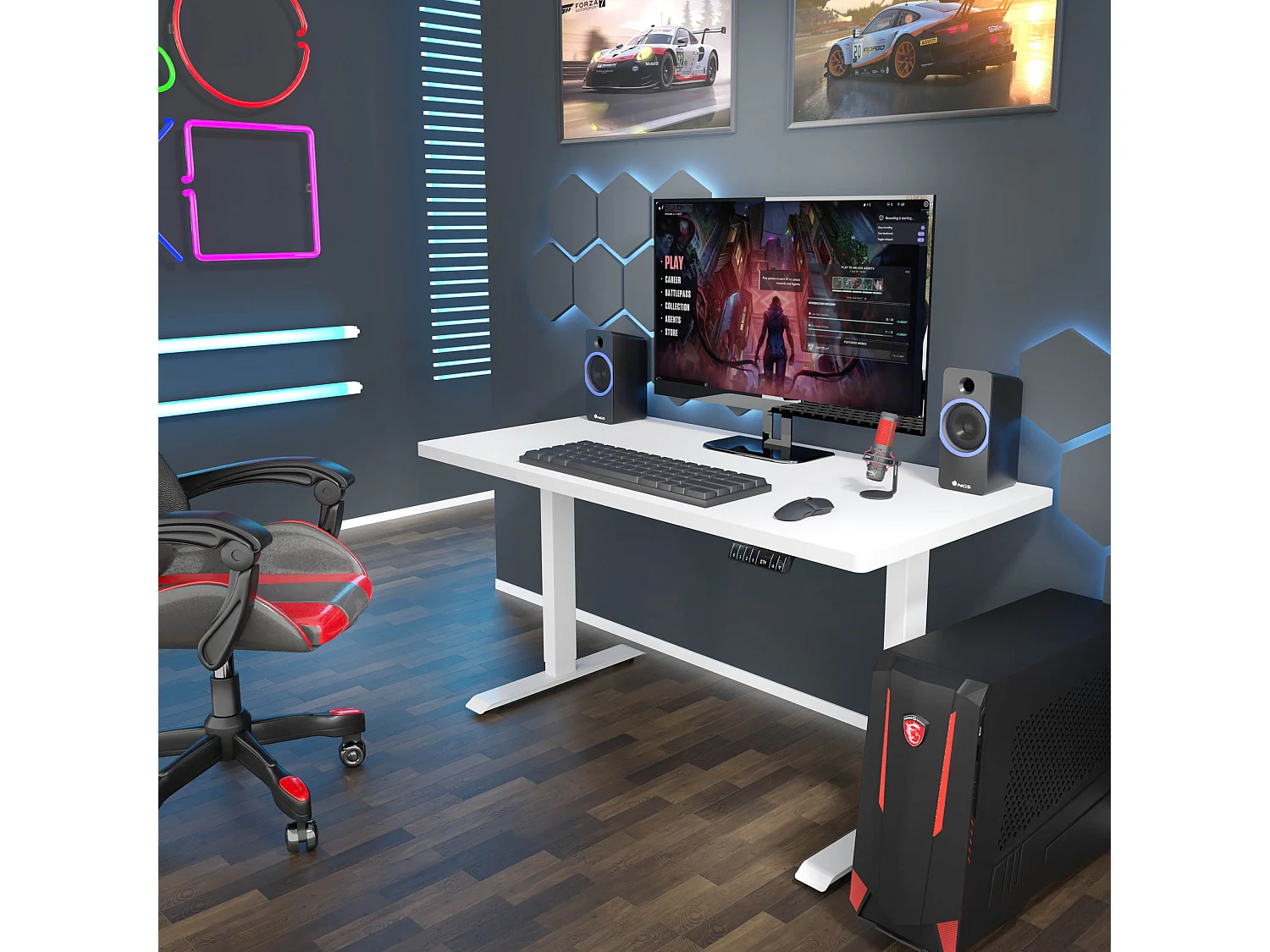 Bureau réglable en hauteur électrique 140x70x2,5cm blanc