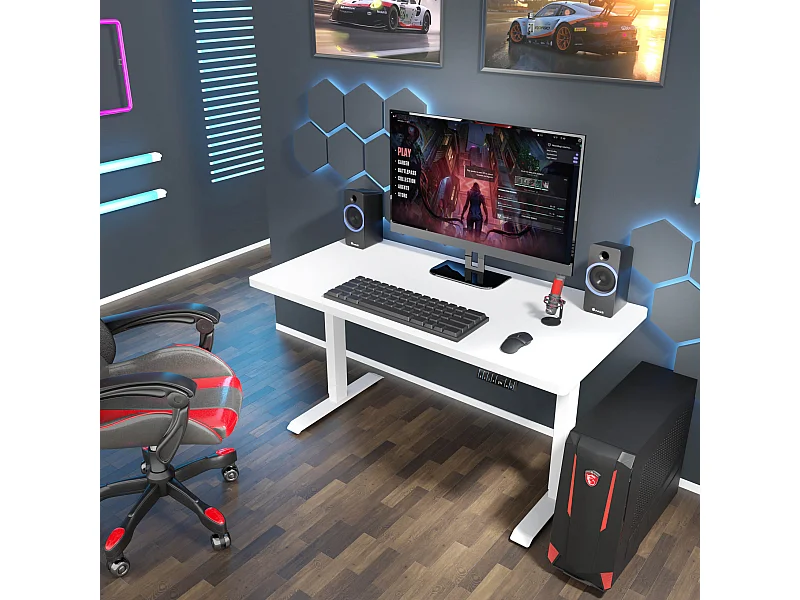 Elektrisch verstelbaar bureau 140x70 wit