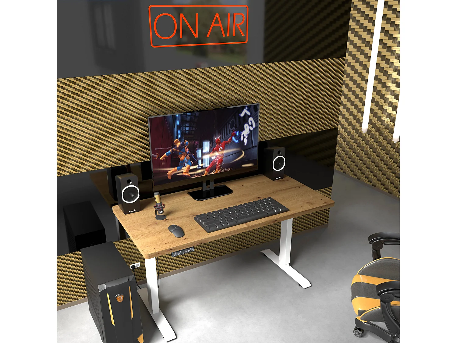 Elektrisch verstelbaar bureau 140x70 wit/artisan