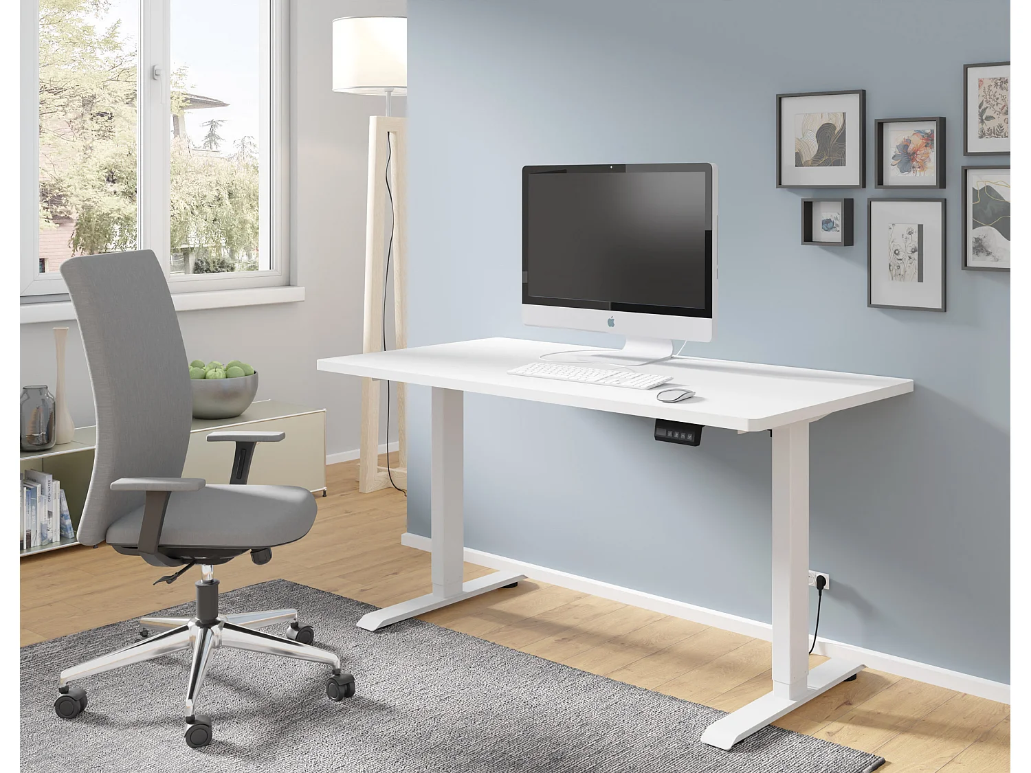 Scrivania regolabile in altezza elettricamente 120x65 bianco