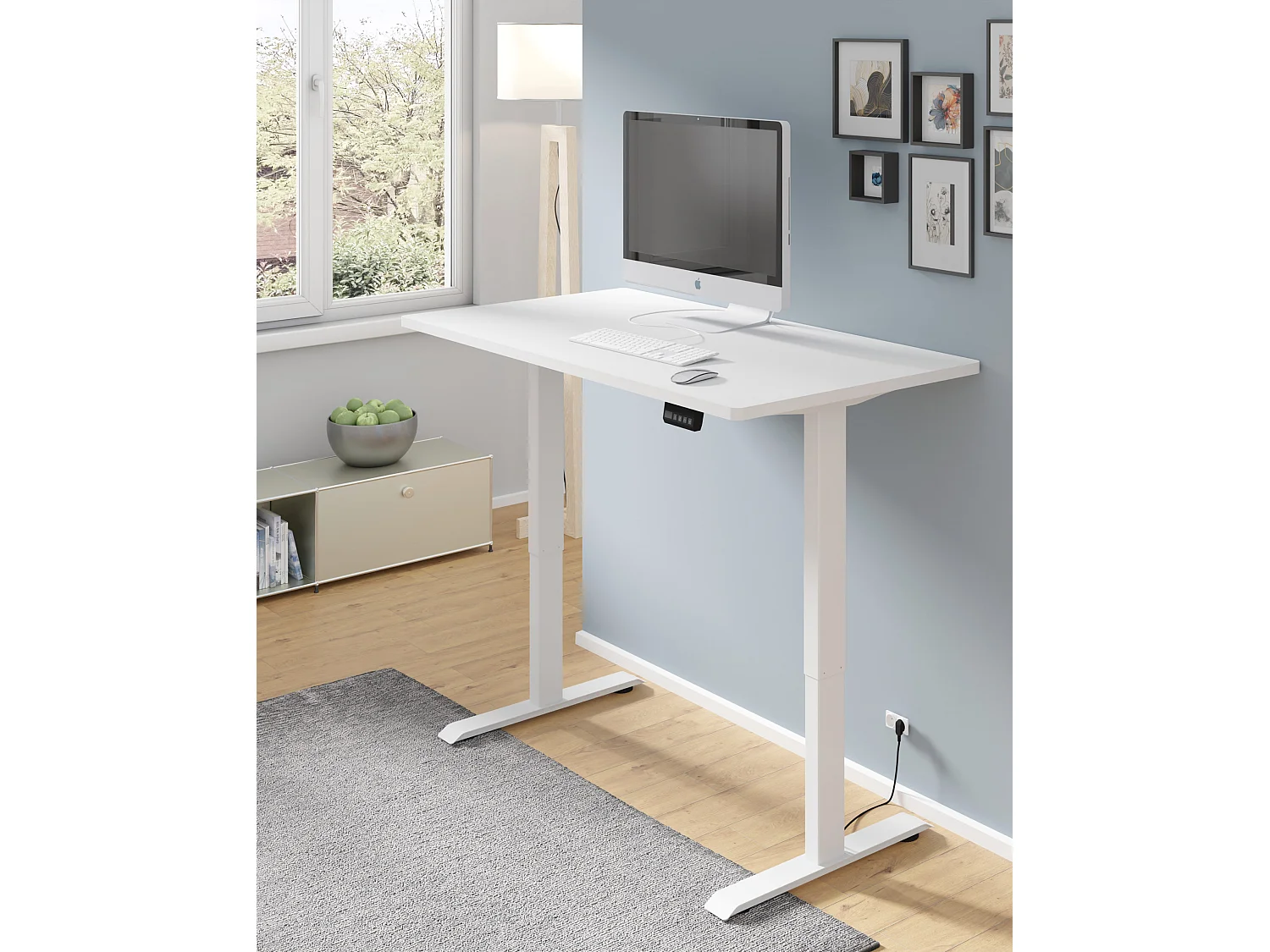 Scrivania regolabile in altezza elettricamente 120x65 bianco