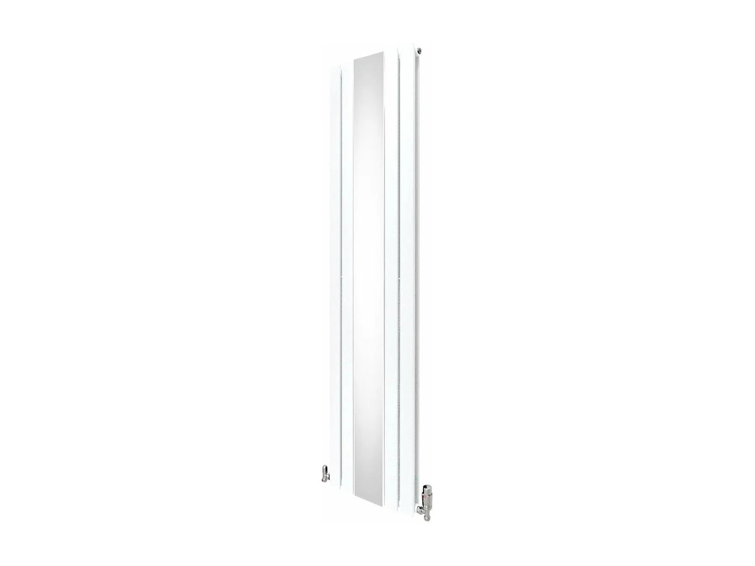 Radiador Plano con Espejo y Válvulas Cromadas TVR - 1800 mm x 425 mm - Blancoo