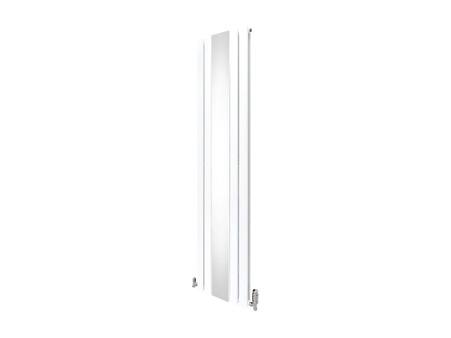 Grzejnik z płaskim lustrem i zaworami - 1800 mm x 425 mm - biały