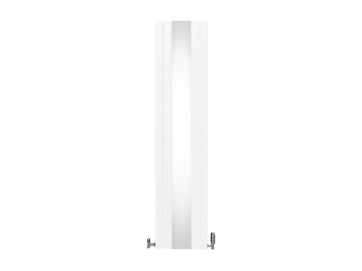 Grzejnik z płaskim lustrem i zaworami - 1800 mm x 425 mm - biały