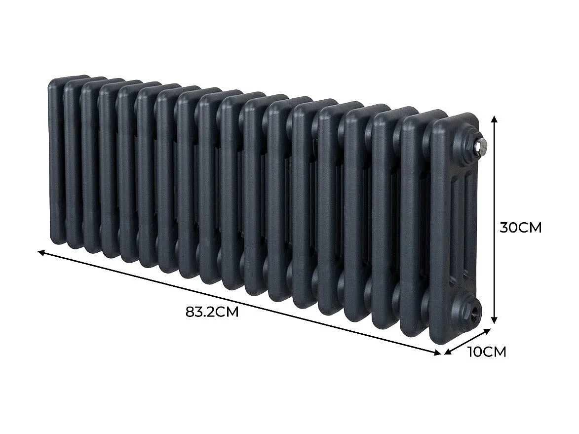 Tradycyjny grzejnik 3-kolumnowy - 300 x 832 mm - antracytowy szary