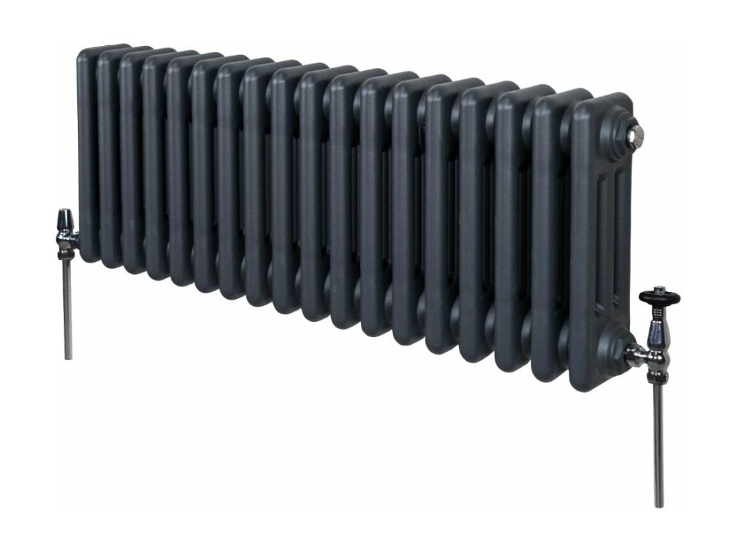 Radiador Tradicional 3 Columnas Calefacción Central Horizontal Gris Antracita 30x83cm