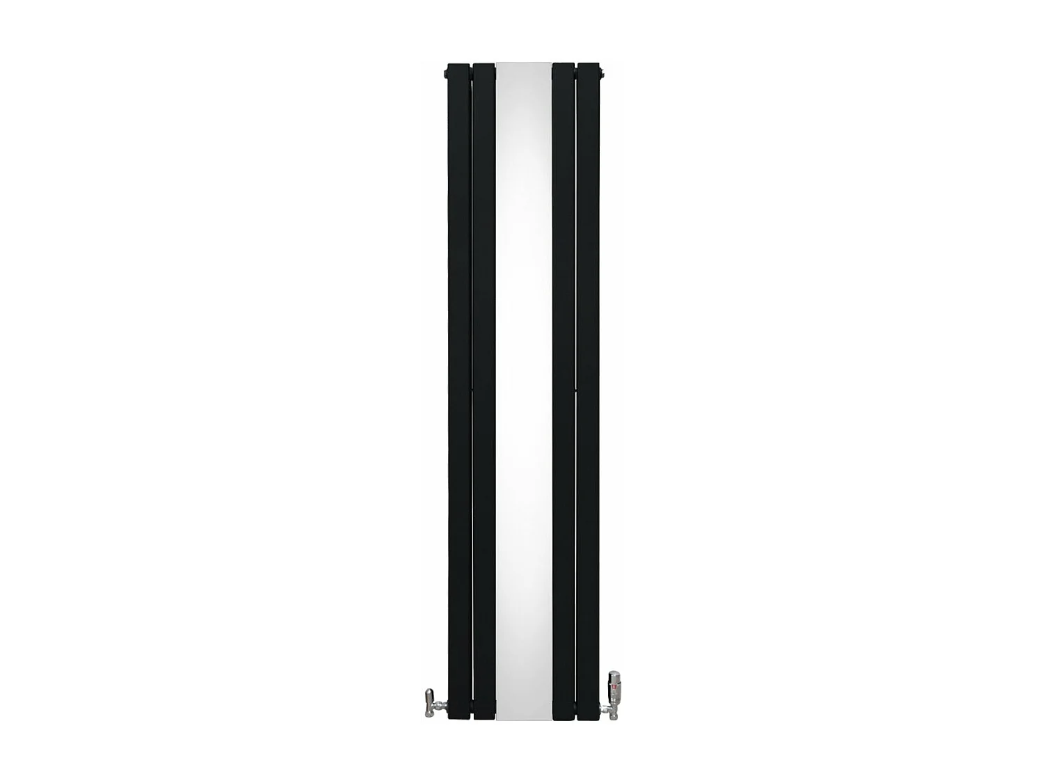 Radiador Plano con Espejo y Válvulas Cromadas TVR - 1800 mm x 425 mm - Negro