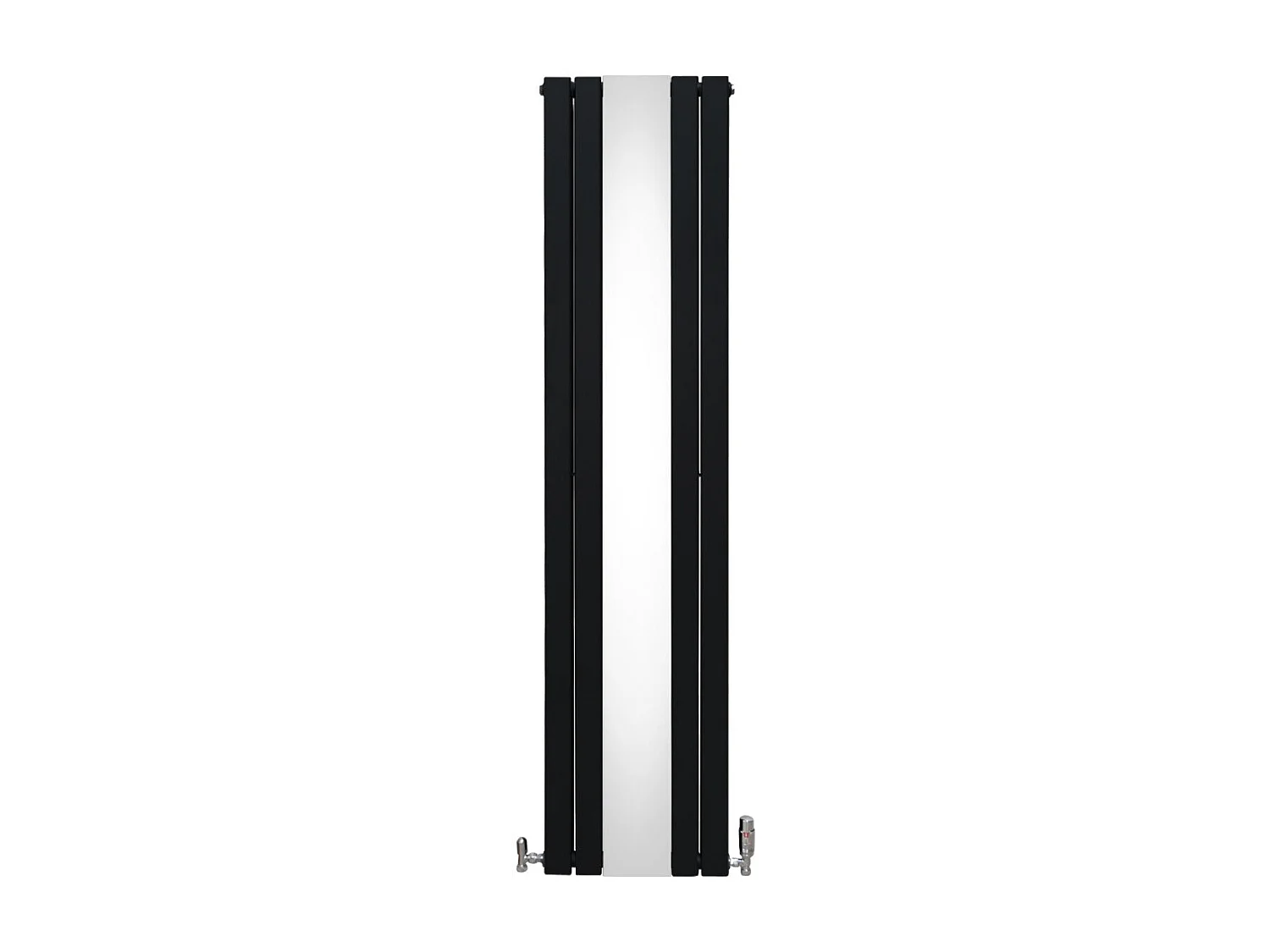 Flat Mirror Radiator & Valves - 1800mm x 425mm - Black