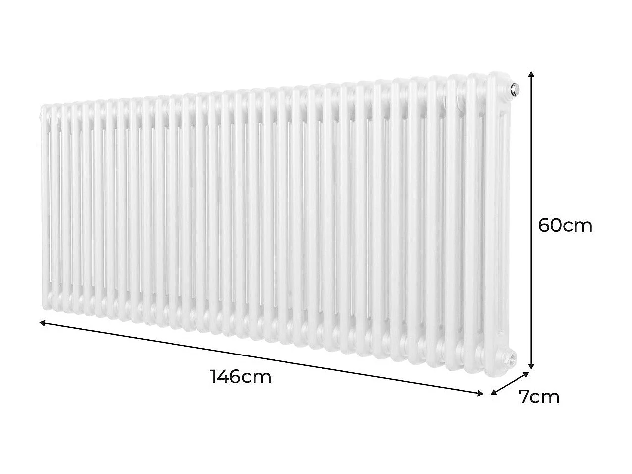 Tradycyjny grzejnik 2-kolumnowy - 600 x 1462 mm - biały