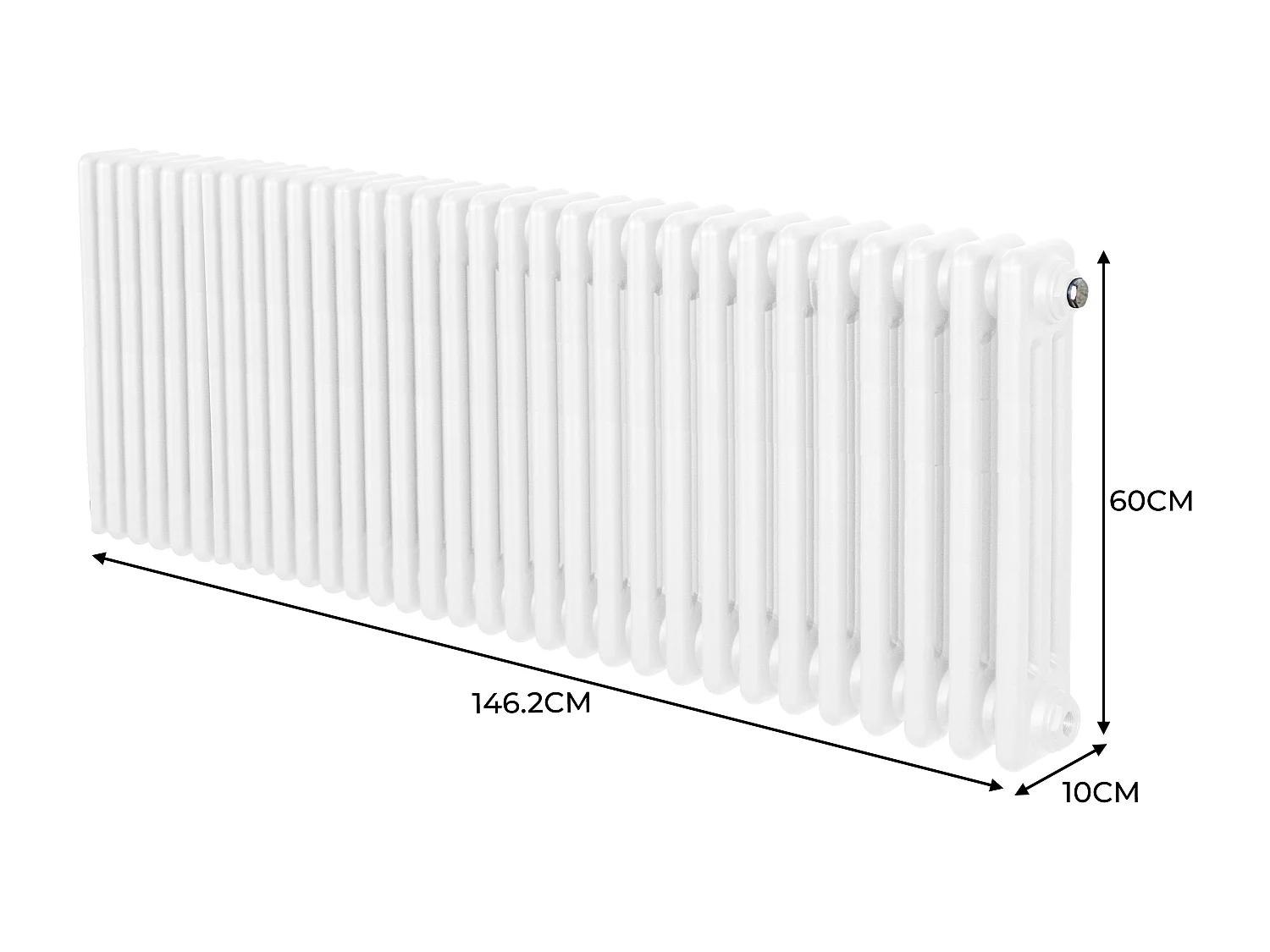 Traditional 3 Column Radiator - 600 x 1462mm - White