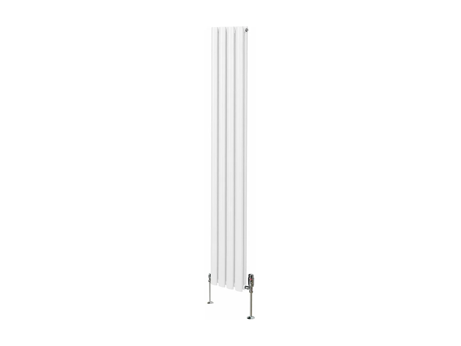 Radiatore a colonna ovale e valvole cromate TRV - 1800mm x 240mm - Bianco