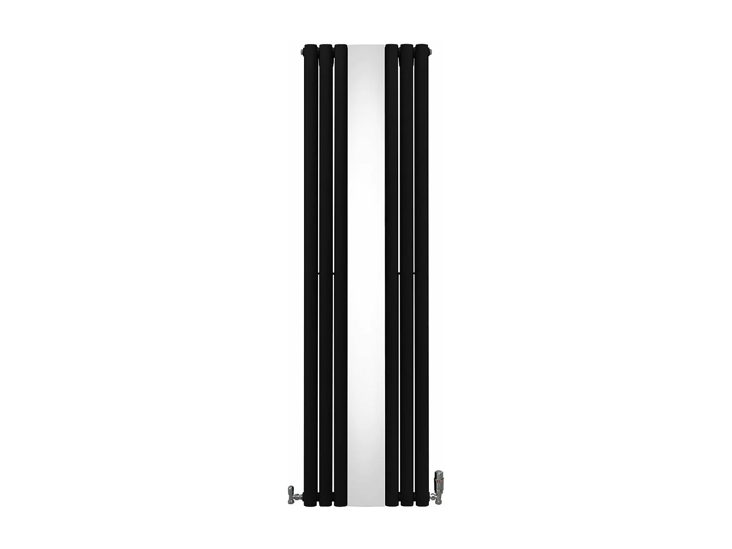 Radiatore e Valvole Cromate a Specchio Pannelli Ovali - 1800mm x 500mm - Nero