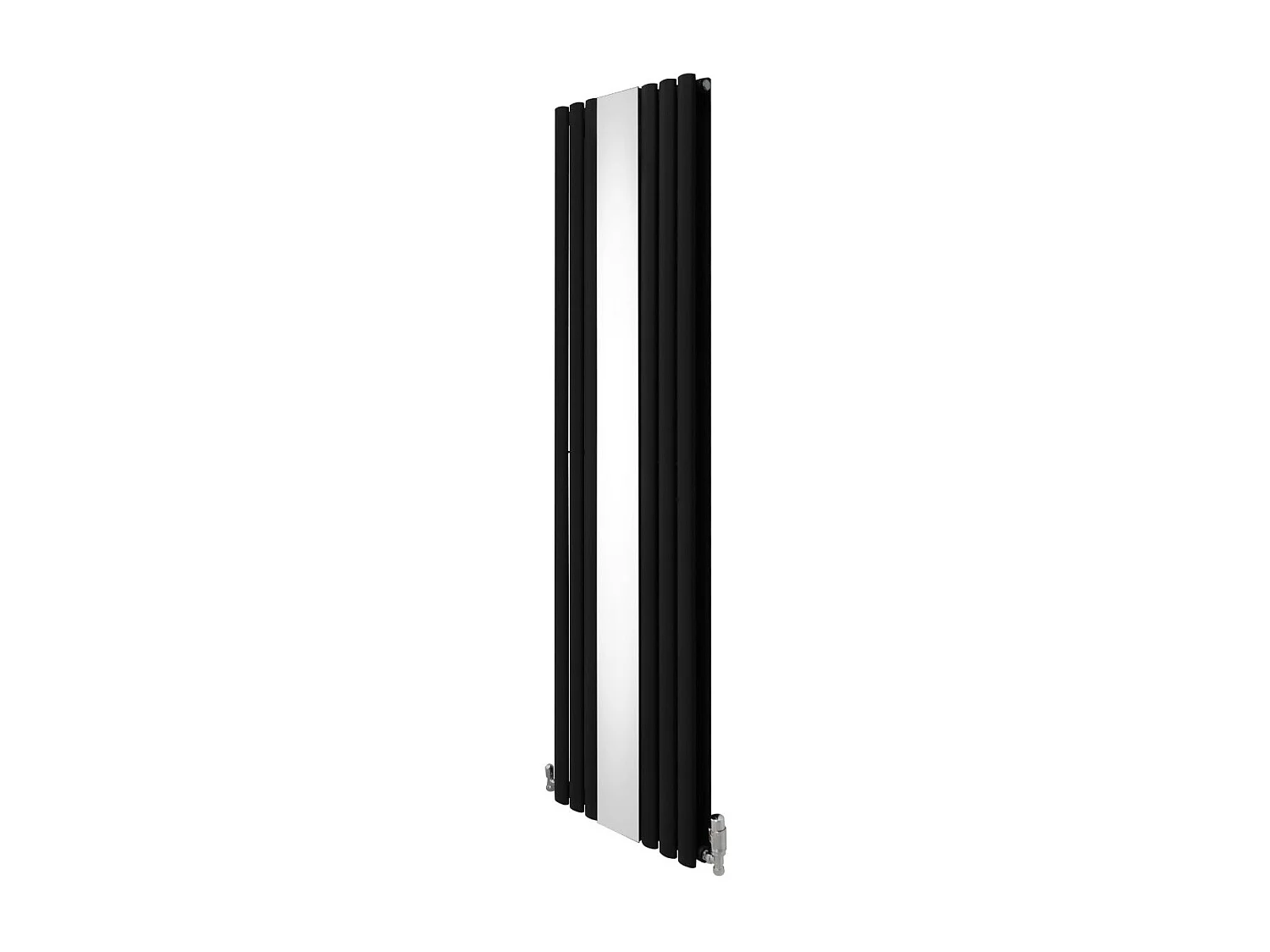 Oval Mirror Radiator & Valves - 1800mm x 500mm - Black
