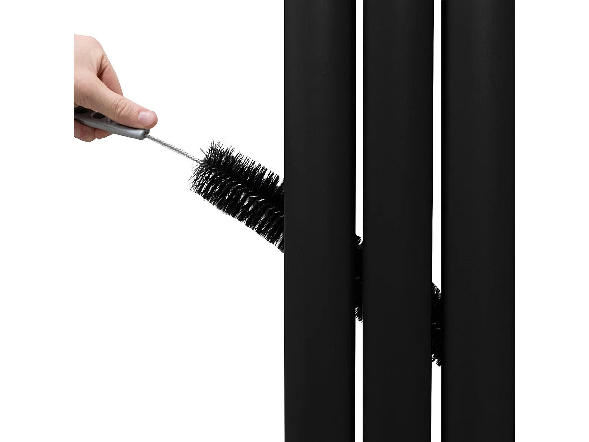 Oval Mirror Radiator & Valves - 1800mm x 500mm - Black