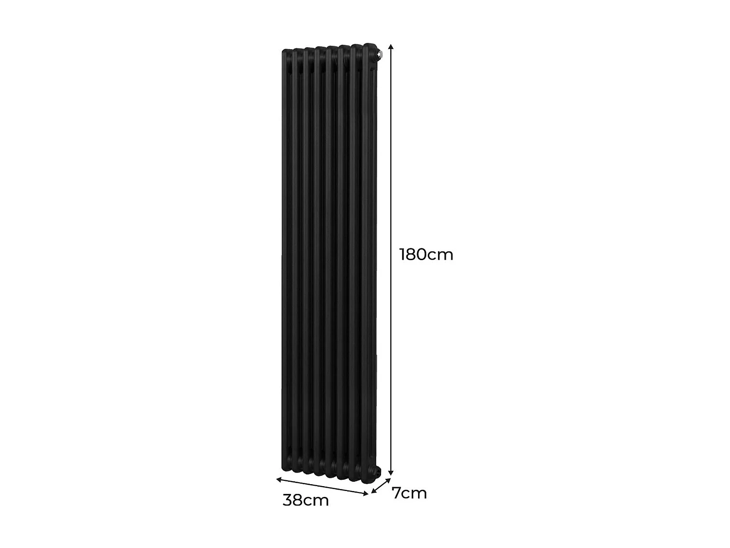 Traditional 2 Column Radiator - 1800 x 382mm - Black