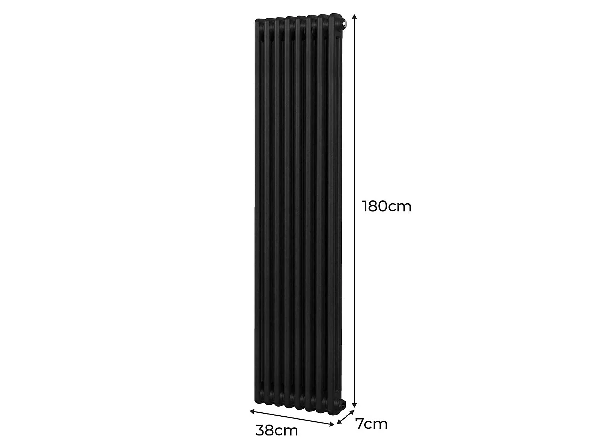 Traditional 2 Column Radiator - 1800 x 382mm - Black