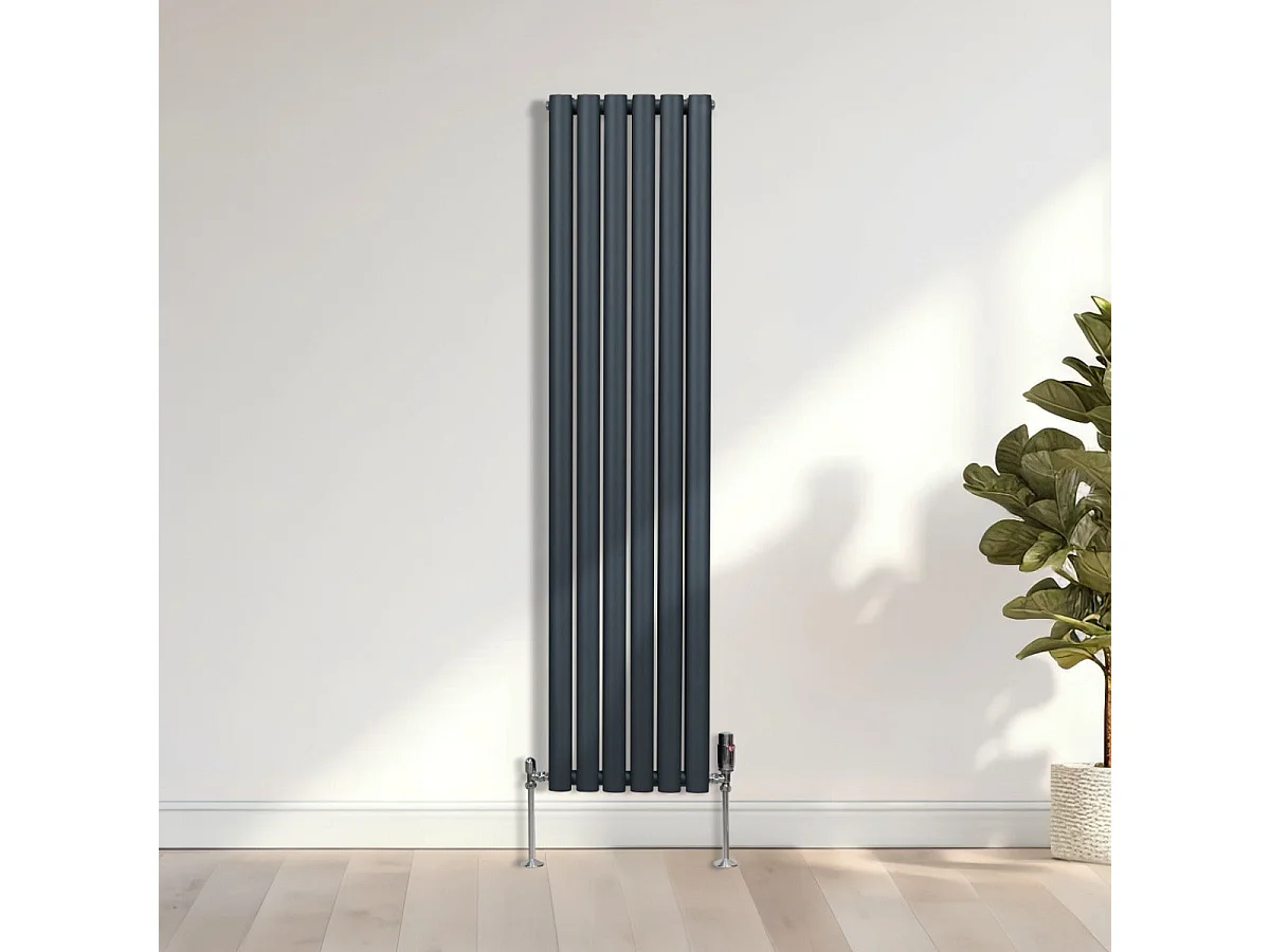 Oval søyleradiator – 1600 mm x 360 mm – antrasittgrå