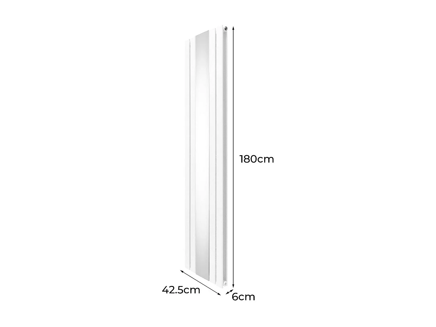 Grzejnik z płaskim lustrem - 1800 mm x 425 mm - biały