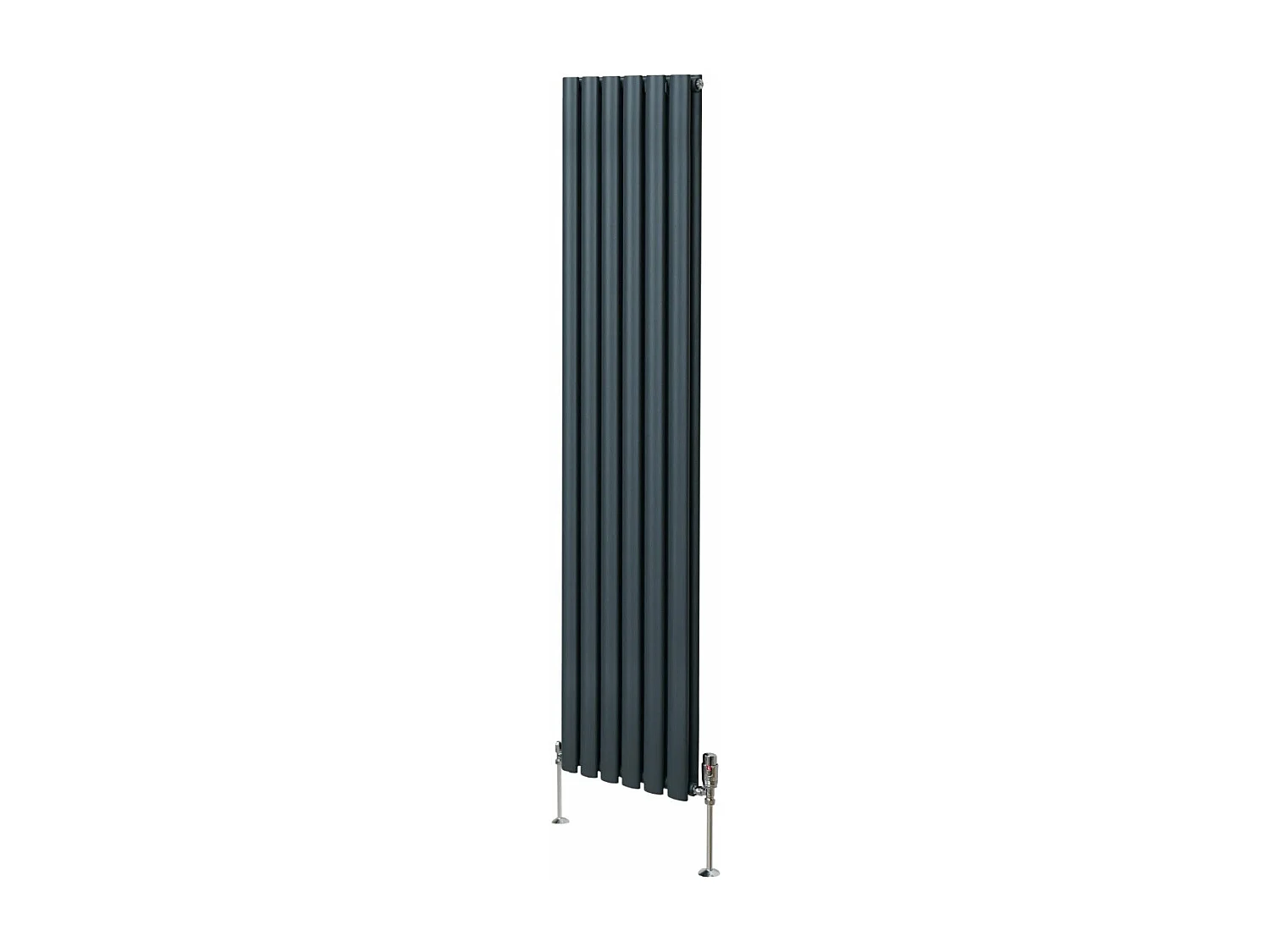 Radiatore a colonna ovale e valvole cromate TRV - 1800mm x 360mm - Grigio antracite