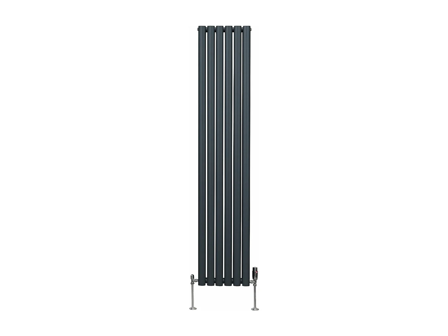 Radiatore a colonna ovale e valvole cromate TRV - 1800mm x 360mm - Grigio antracite