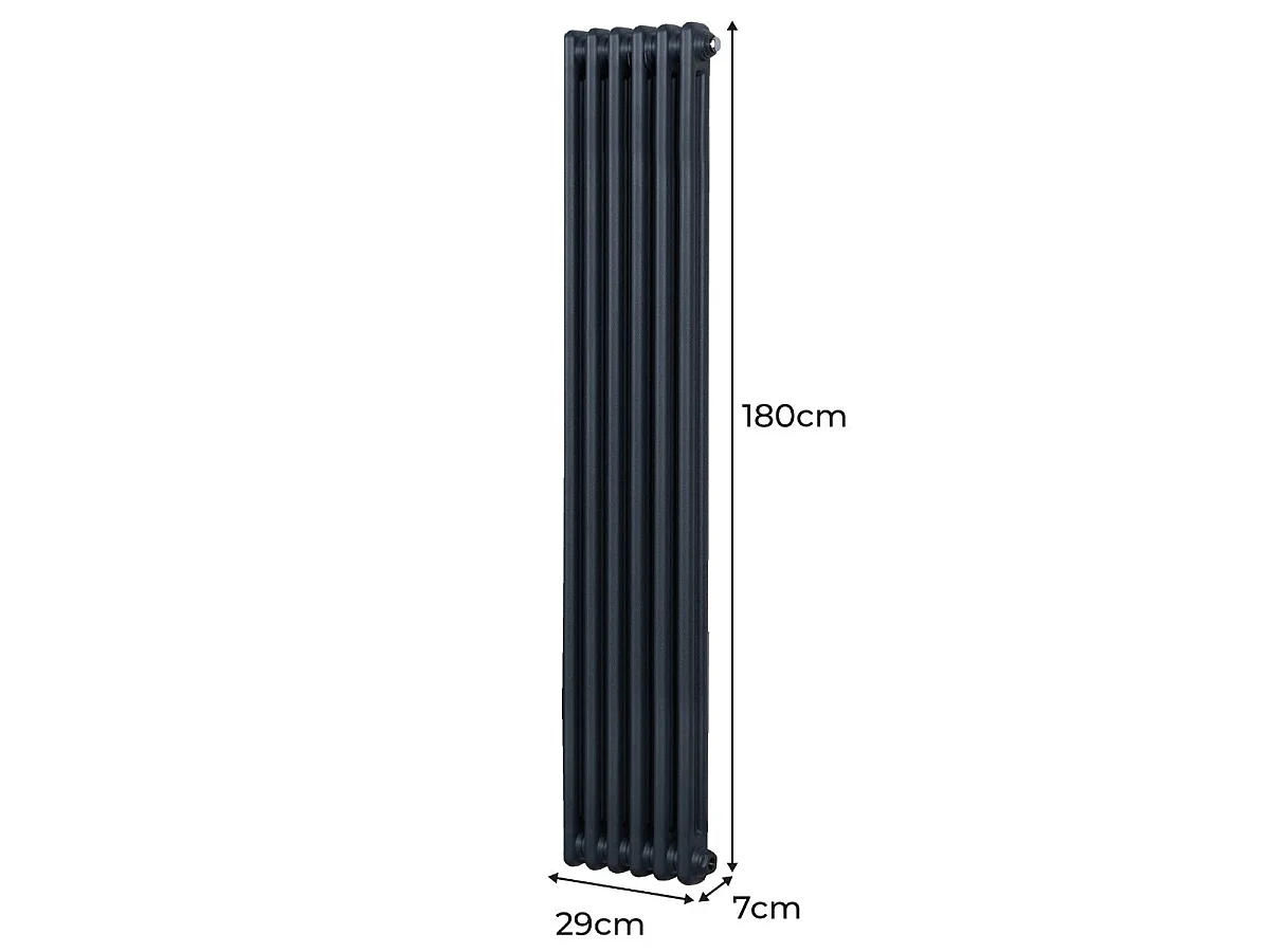 Radiateur Traditionnel à 2 Colonnes – 1800 x 292 mm – Gris Anthracite