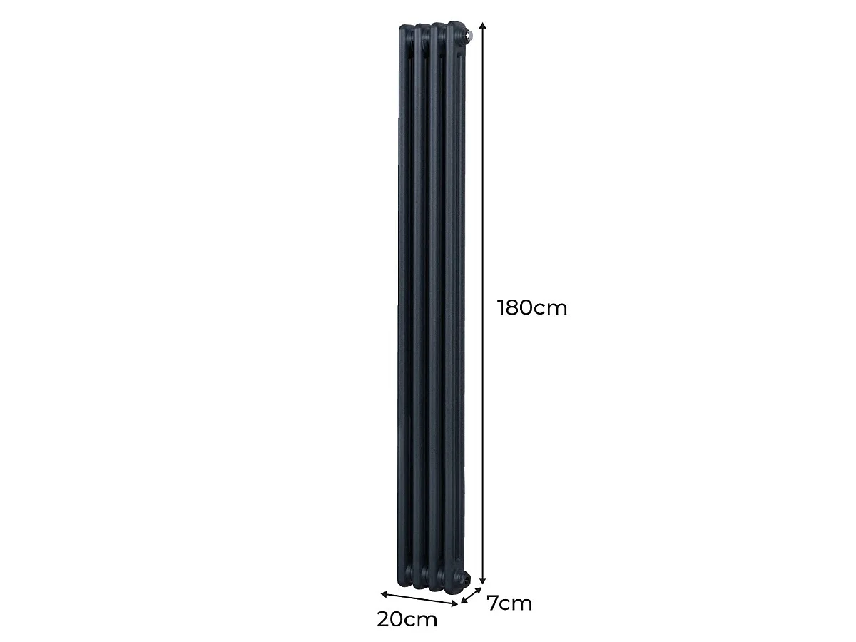 Radiateur Traditionnel à 2 Colonnes – 1800 x 202 mm – Gris Anthracite