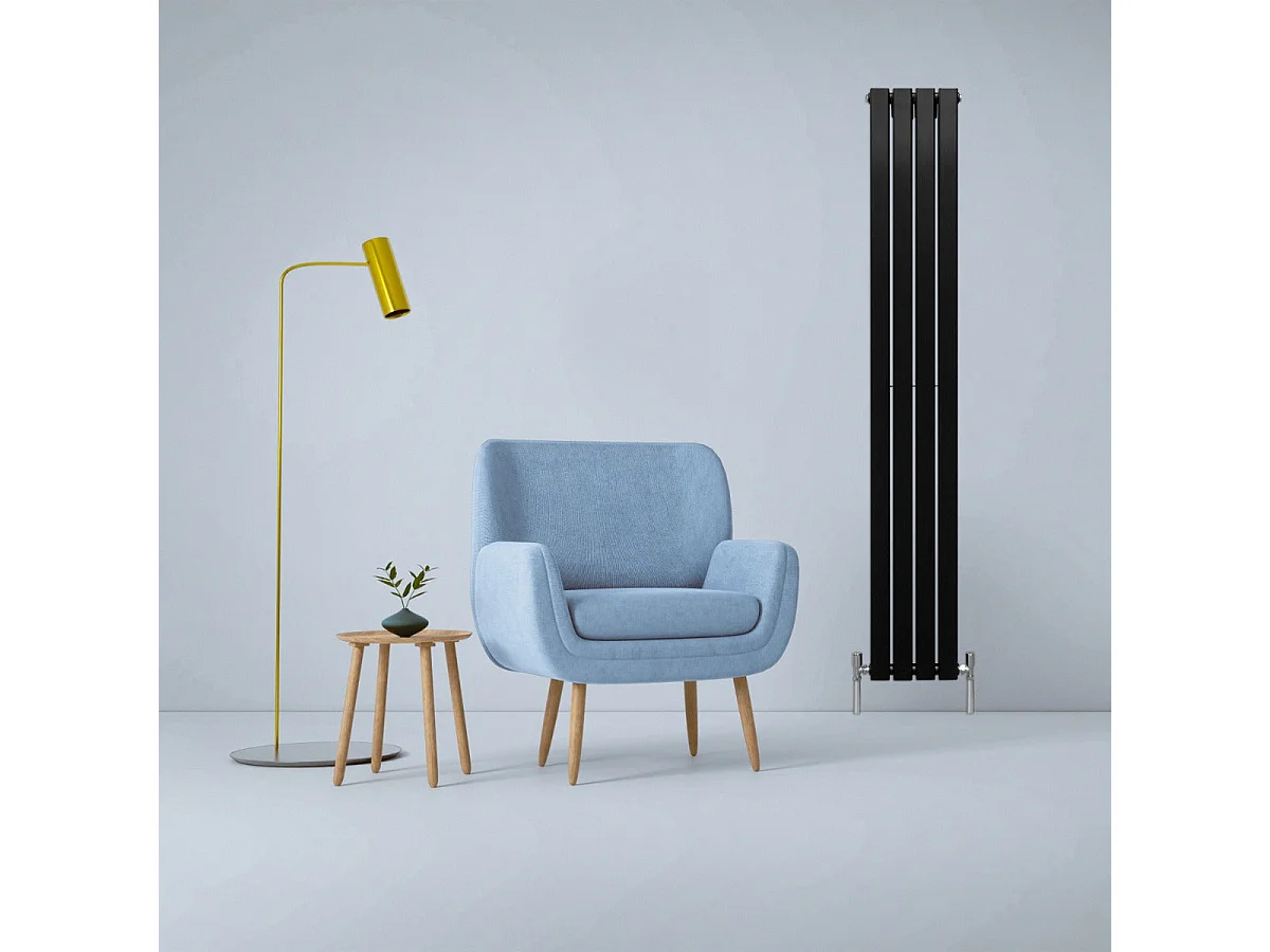 Designer Flat Panel Radiators Matt Black 1800mm x 280mm