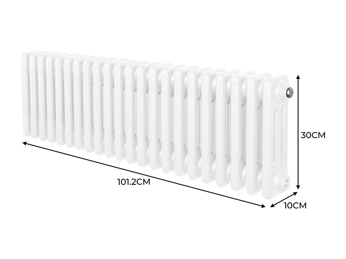 Tradycyjny grzejnik 3-kolumnowy - 300 x 1012 mm - biały