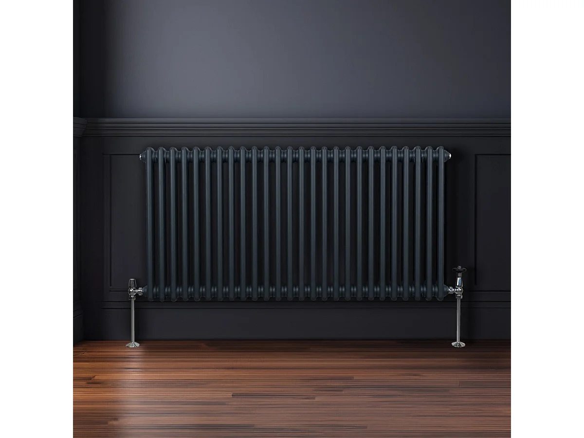 Radiador Tradicional 2 Columnas Calefacción Central Horizontal Gris Antracita 600x1192mm
