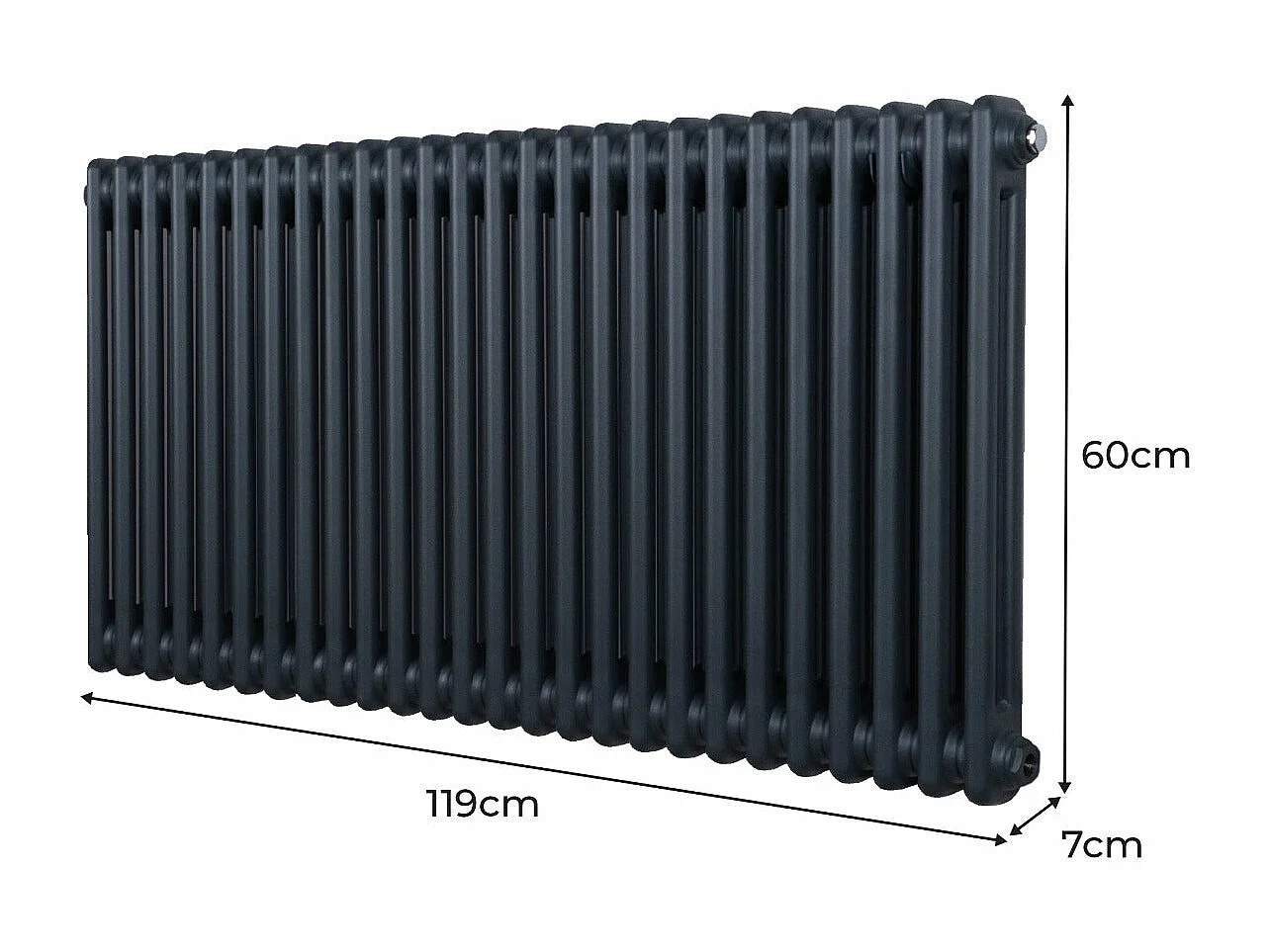 Radiateur Traditionnel à Double Colonne – 600 x 1192 mm – Gris Anthracite