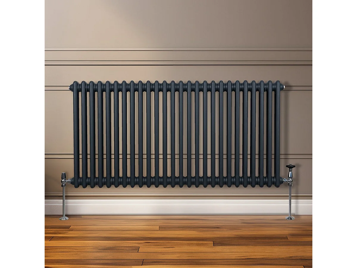 Traditionel 2-søjlet radiator - 600 x 1192 mm - Antracitgrå
