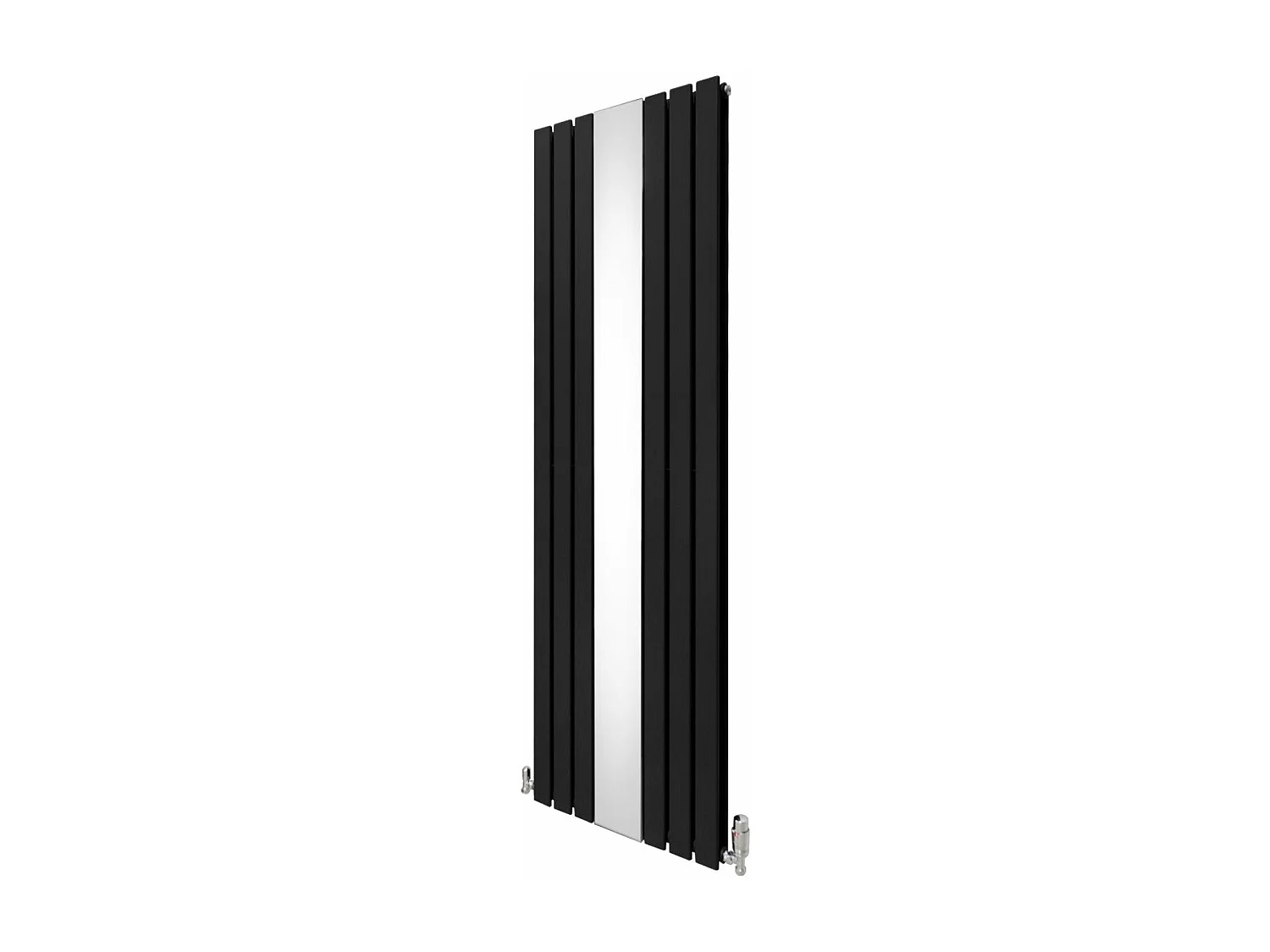 Radiador Plano con Espejo y Válvulas Cromadas TVR - 1800 mm x 565 mm - Negro