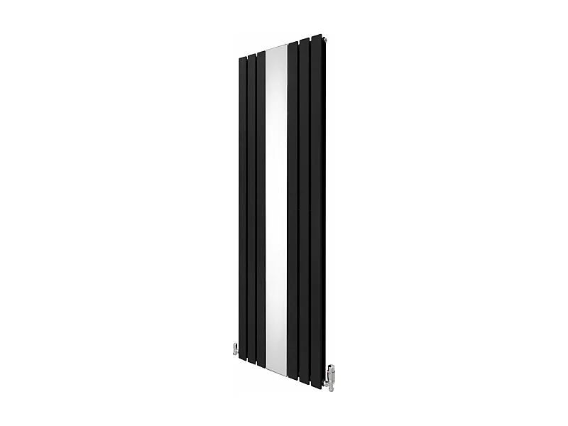 Heizkörper mit Spiegel & Chrom Thermostatventile - 1800mm x 565mm – Schwarz