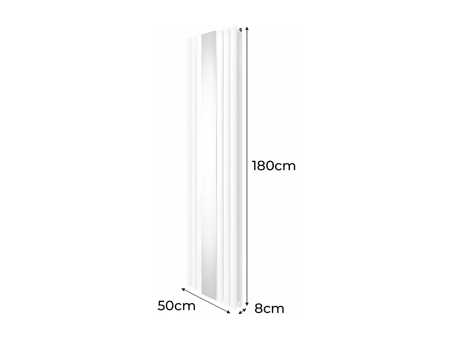 Radiatore e Valvole Cromate a Specchio Pannelli Ovali - 1800mm x 500mm - Bianco