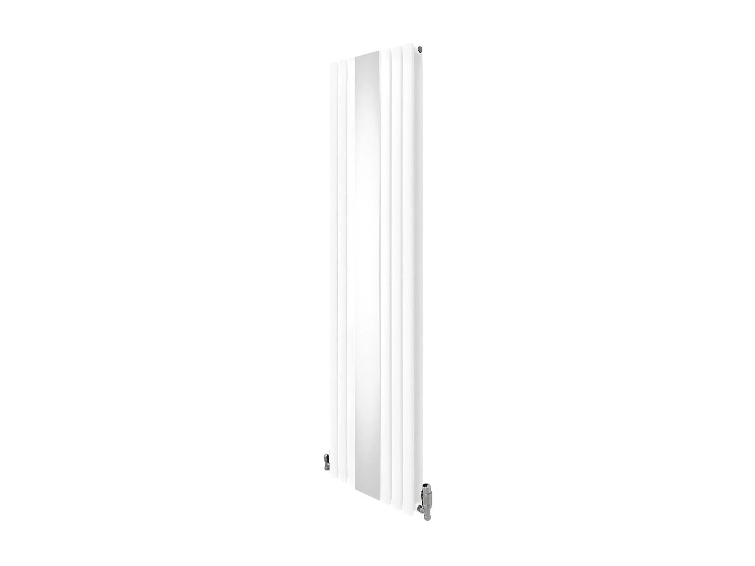 Owalny grzejnik lustrzany i zawory - 1800 mm x 500 mm - biały