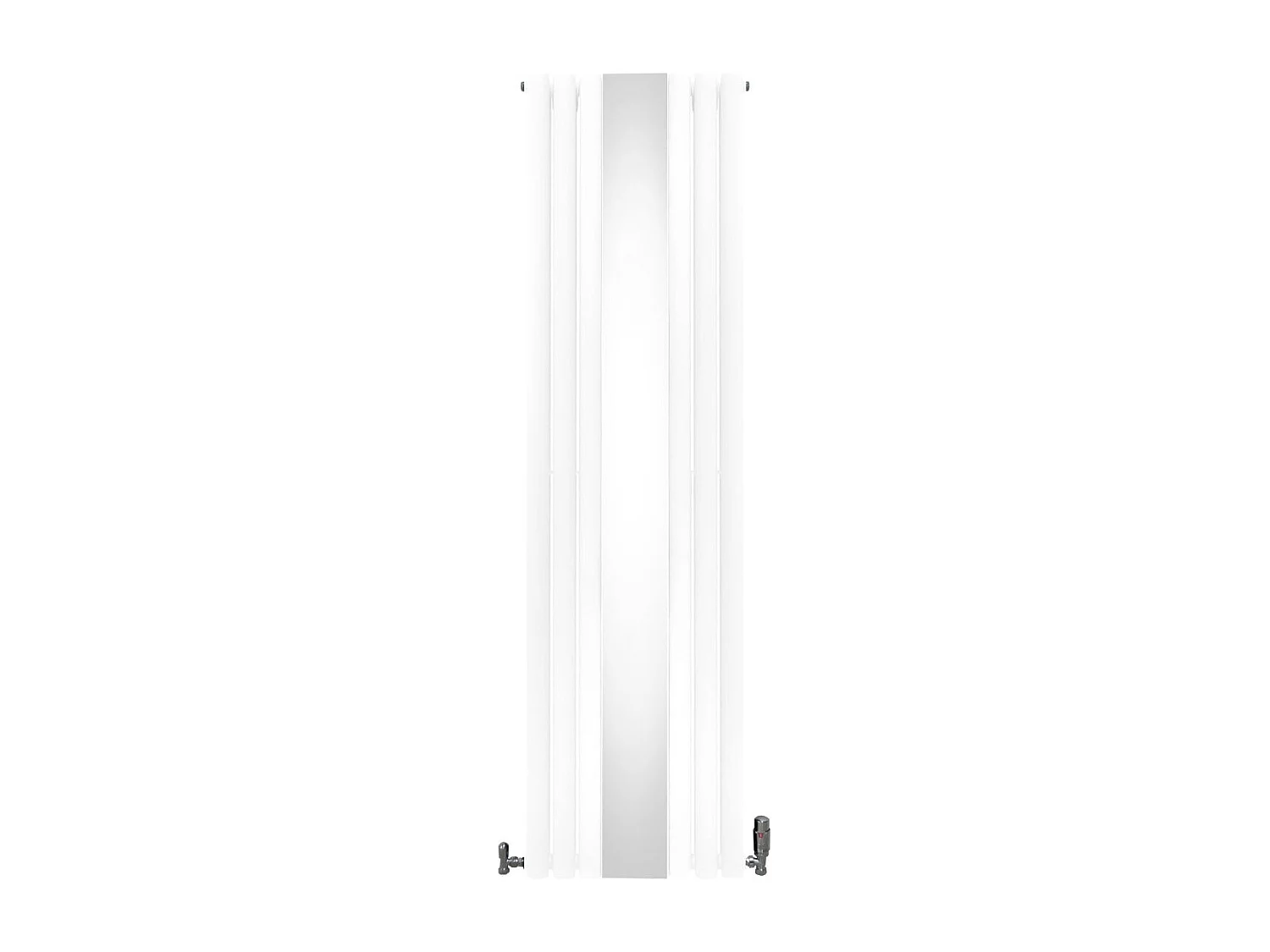 Owalny grzejnik lustrzany i zawory - 1800 mm x 500 mm - biały