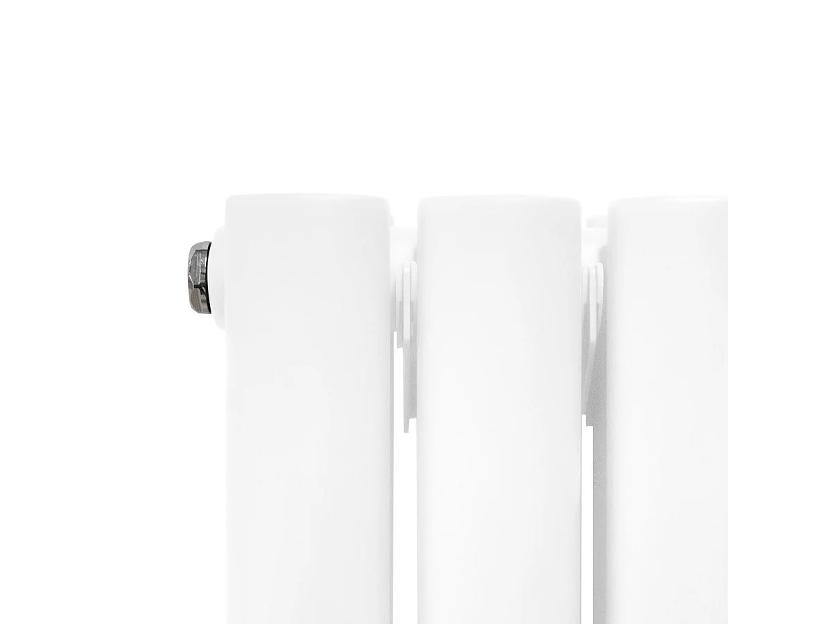 Owalny grzejnik lustrzany i zawory - 1800 mm x 500 mm - biały