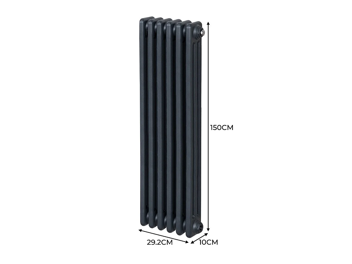 Tradycyjny grzejnik 3-kolumnowy - 1500 x 292 mm - antracytowy szary