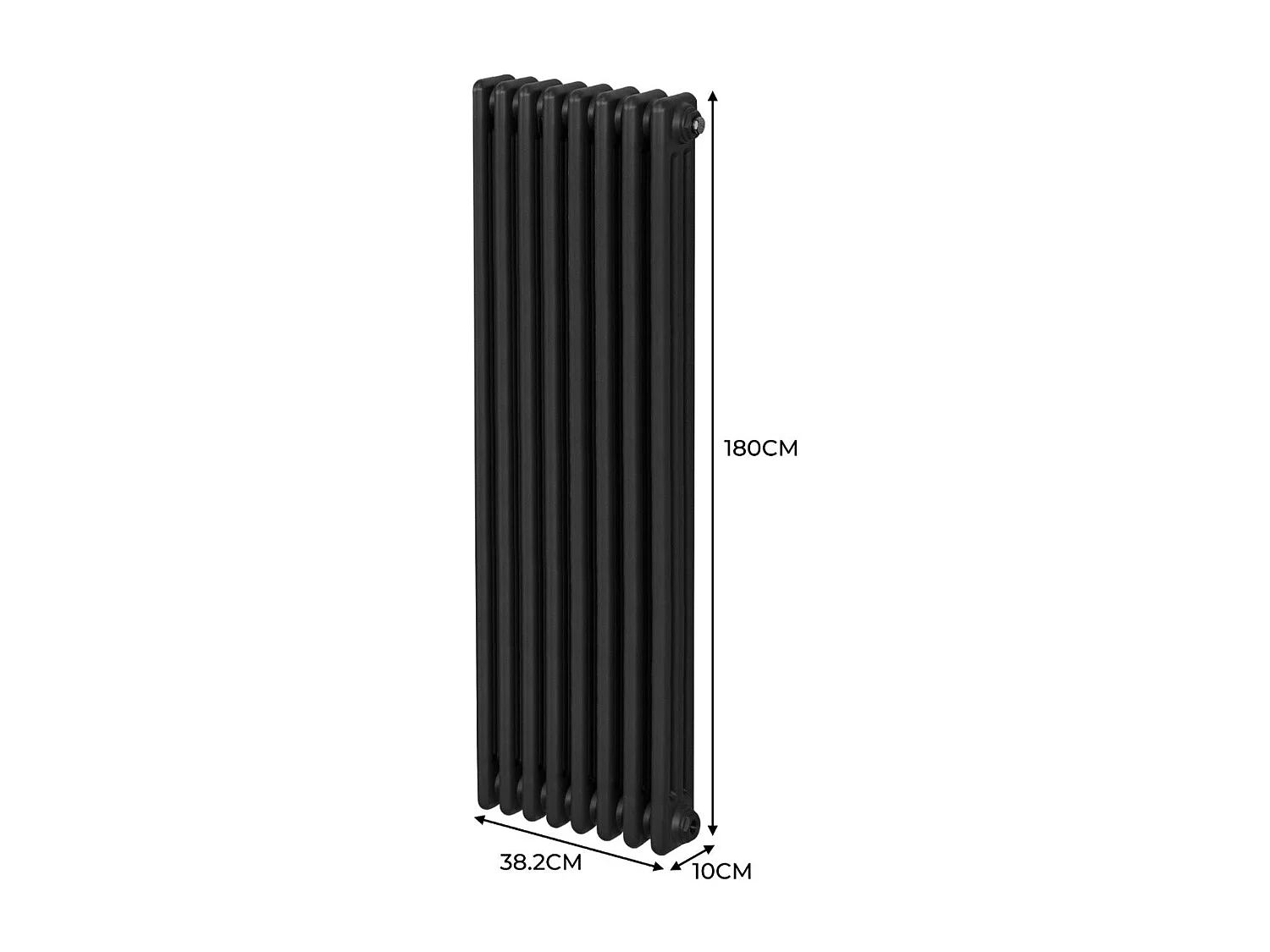 Traditional 3 Column Radiator - 1800 x 382mm - Black