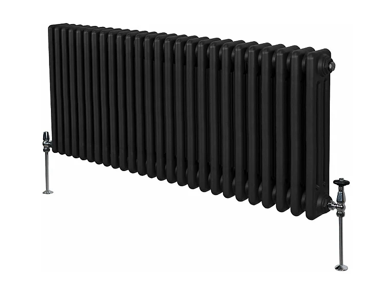 Traditioneller 3-Spalten-Heizkörper - 600 x 1192 mm - Schwarz