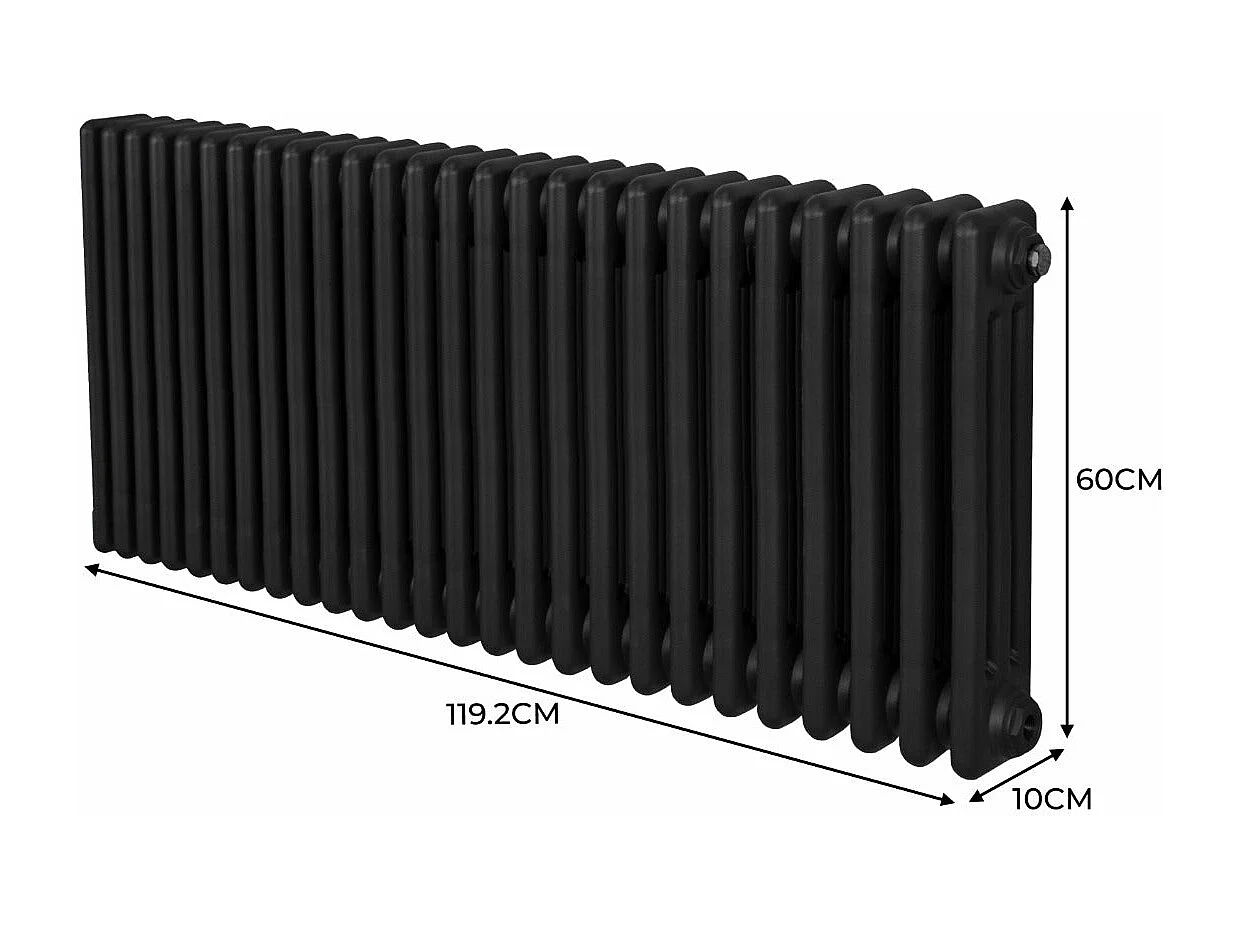 Radiatore Termosifone a 3 colonne - 600 x 1192mm - Nero