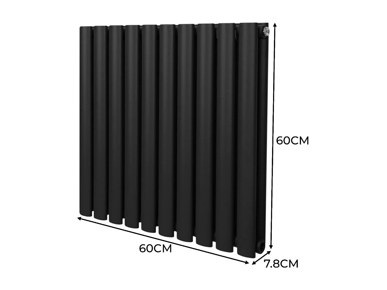 Grzejnik kolumnowy owalny – 600 mm x 600 mm – czarny