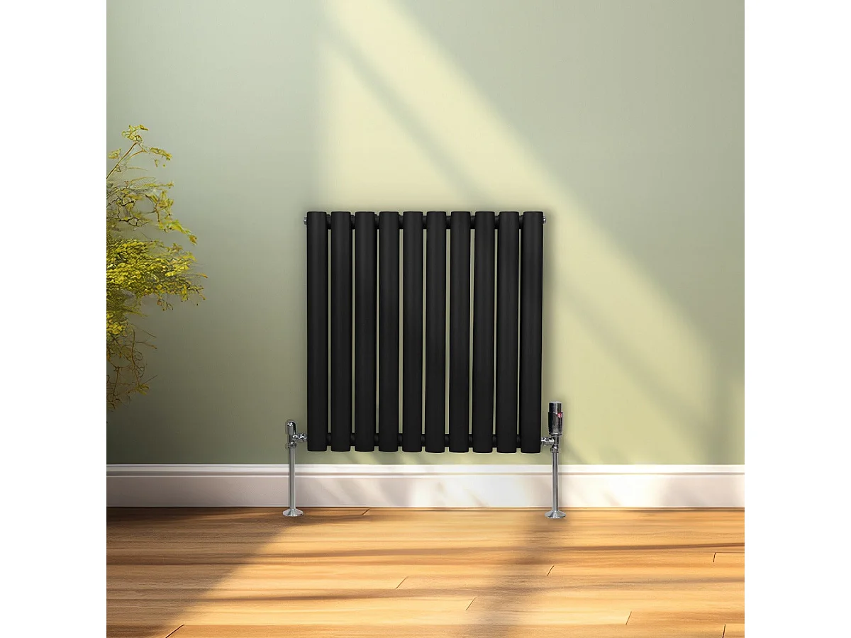 Grzejnik kolumnowy owalny – 600 mm x 600 mm – czarny