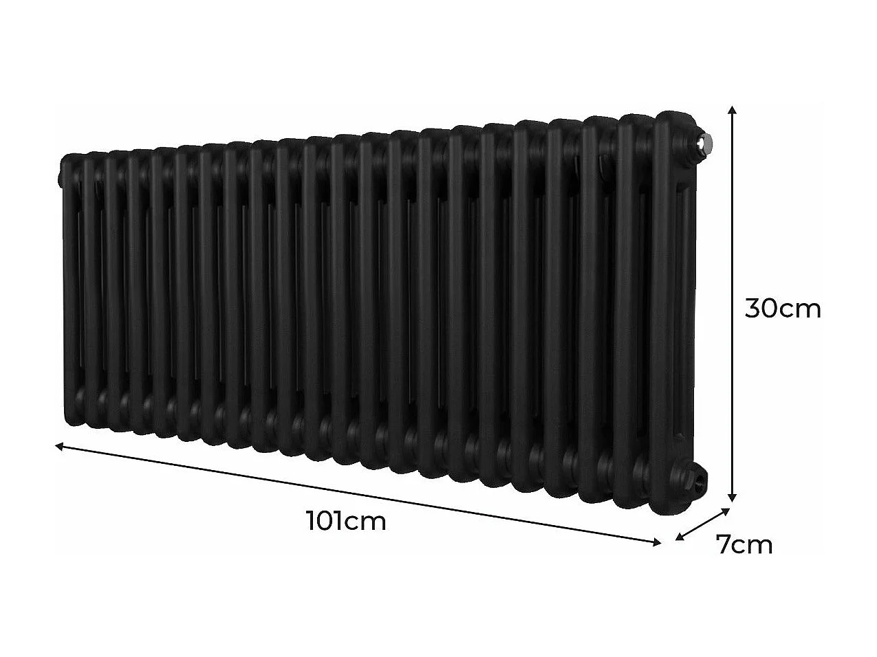 Radiateur Traditionnel à Double Colonne – 300 x 1012 mm – Noir
