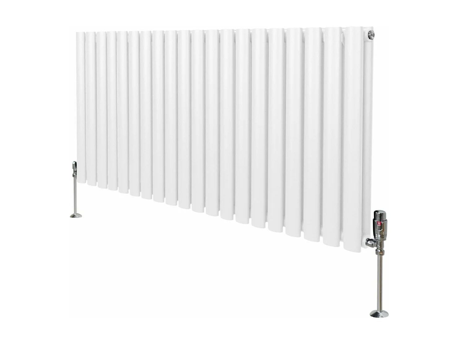 Radiatore a colonna ovale e valvole cromate TRV - 600 mm x 1200mm - Bianco
