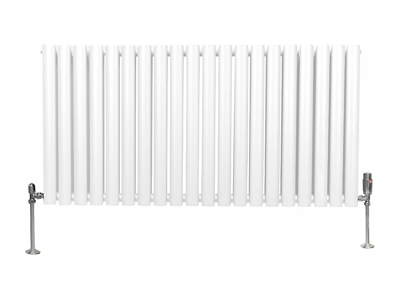 Radiatore a colonna ovale e valvole cromate TRV - 600 mm x 1200mm - Bianco