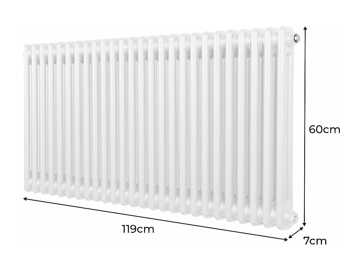 Radiateur Traditionnel à Double Colonne – 600 x 1192 mm – Blanc