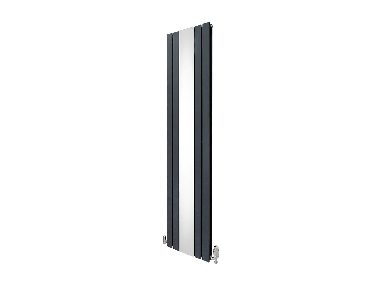 Radiador Plano con Espejo y Válvulas Cromadas TVR - 1800 mm x 425 mm - Gris Antracita