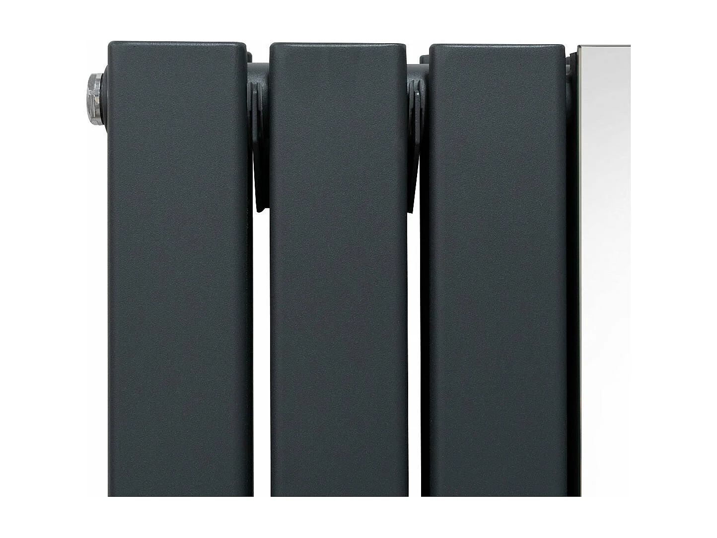 Radiateur Plat avec Miroir & Valves - 1800mm x 425mm – Gris Anthracite